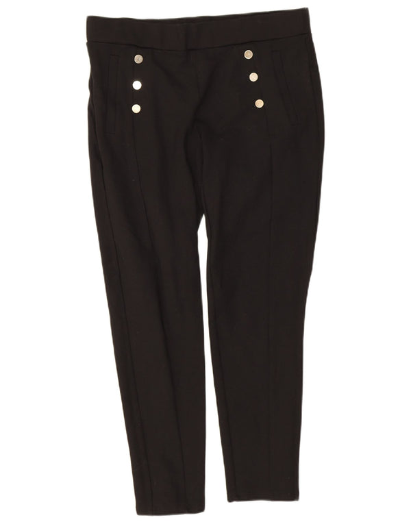 Zara Womens Crop Slim Casual Trousers XL W32 L25 Black Viscose
