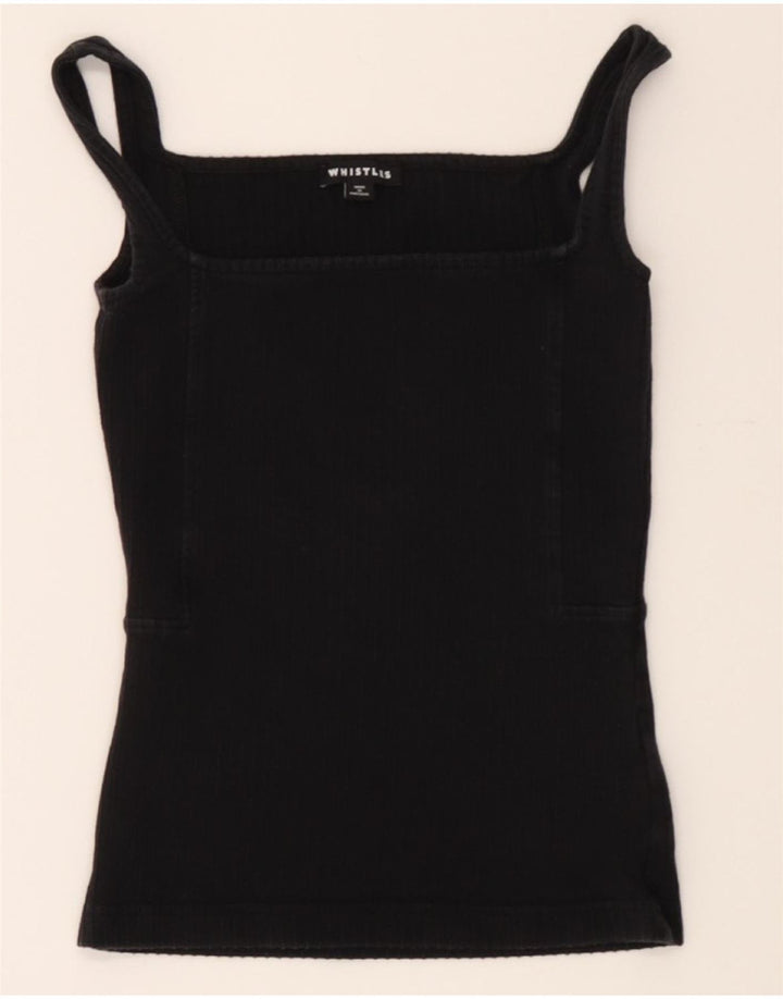 WHISTLES Womens Cami Top UK 4 XS Black Cotton Vintage Whistles and Second-Hand Whistles from Messina Hembry 