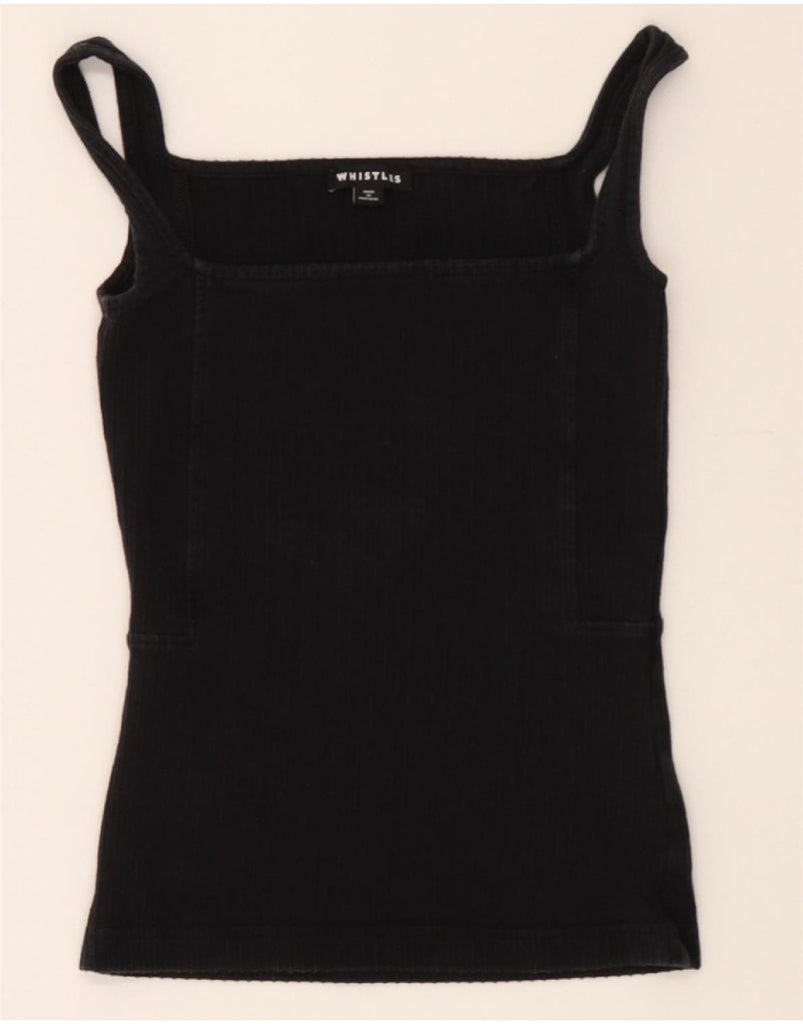 WHISTLES Womens Cami Top UK 4 XS Black Cotton Vintage Whistles and Second-Hand Whistles from Messina Hembry 