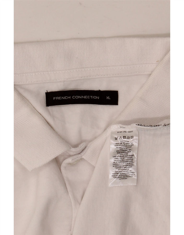 French Connection Mens Polo Shirt XL White Cotton