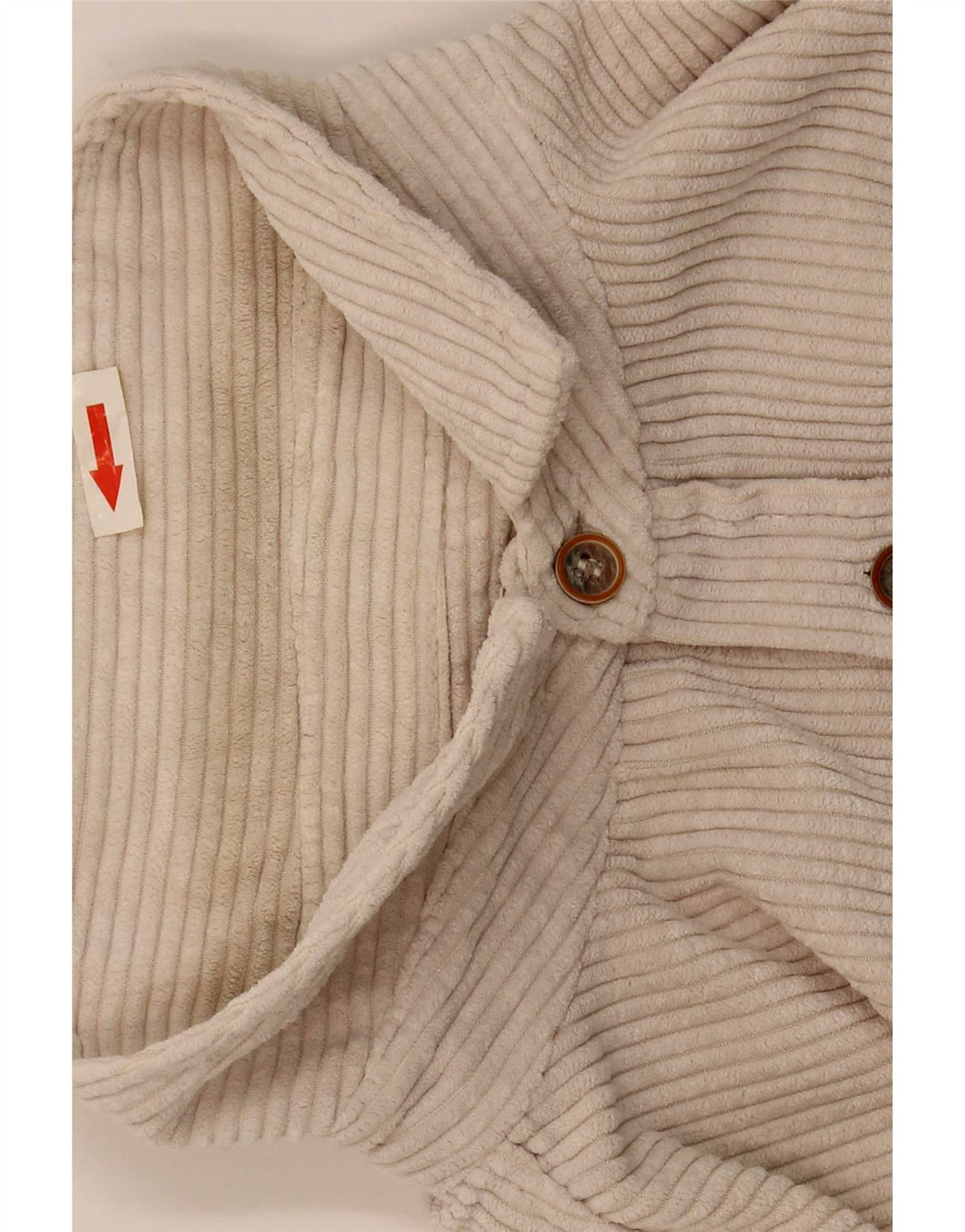Zara Mens Relaxed Fit Corduroy Shirt Large Beige Polyester