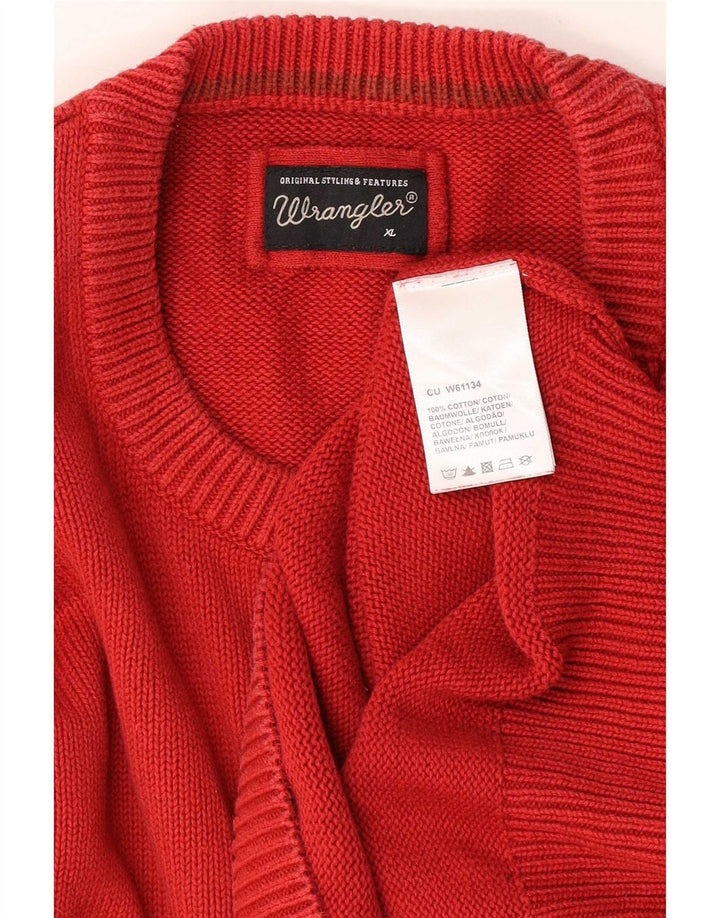 Wrangler Mens Crew Neck Jumper Sweater XL Red Cotton