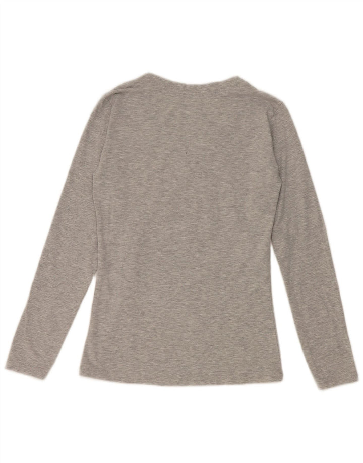 Pickwick Womens Graphic Top Long Sleeve UK 8 Small Grey Flecked Viscose