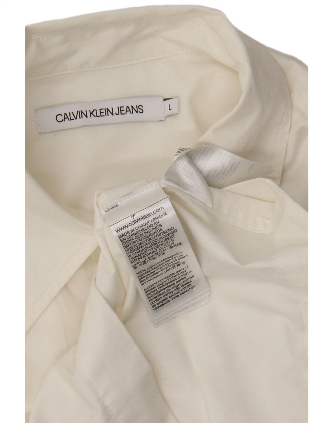 Calvin Klein Jeans Womens Shirt UK 16 Large White Cotton