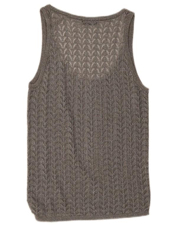 Zara Womens Crochet Vest Top UK 8 Small Grey