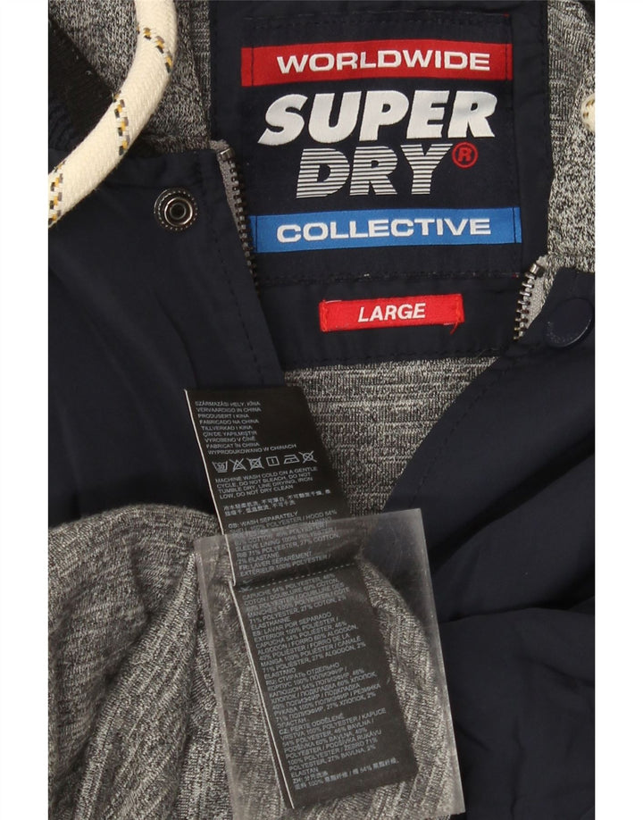 Superdry Mens Graphic Varsity Jacket UK 40 Large Navy Blue Colourblock