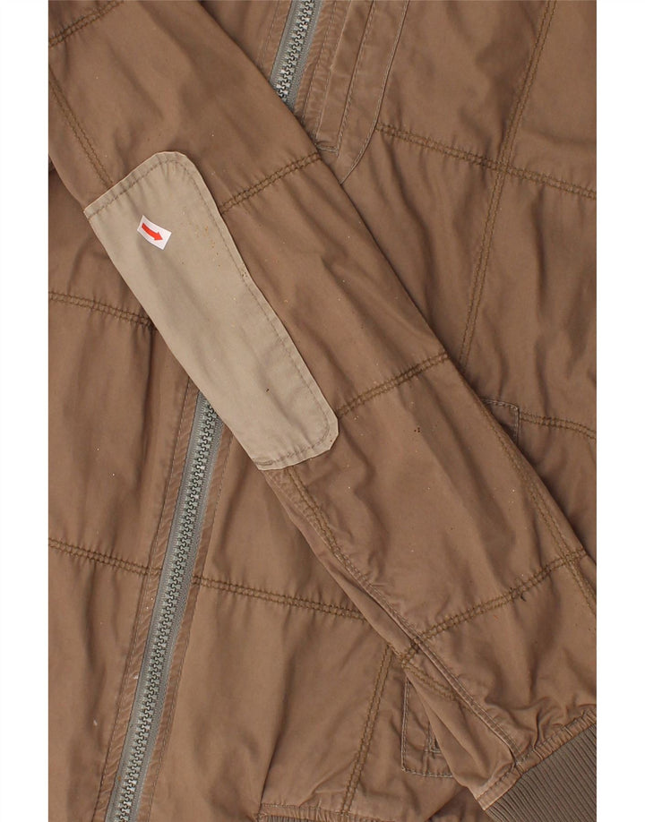 ENERGIE Womens Bomber Jacket UK 16 Large Beige Striped Vintage Energie and Second-Hand Energie from Messina Hembry 