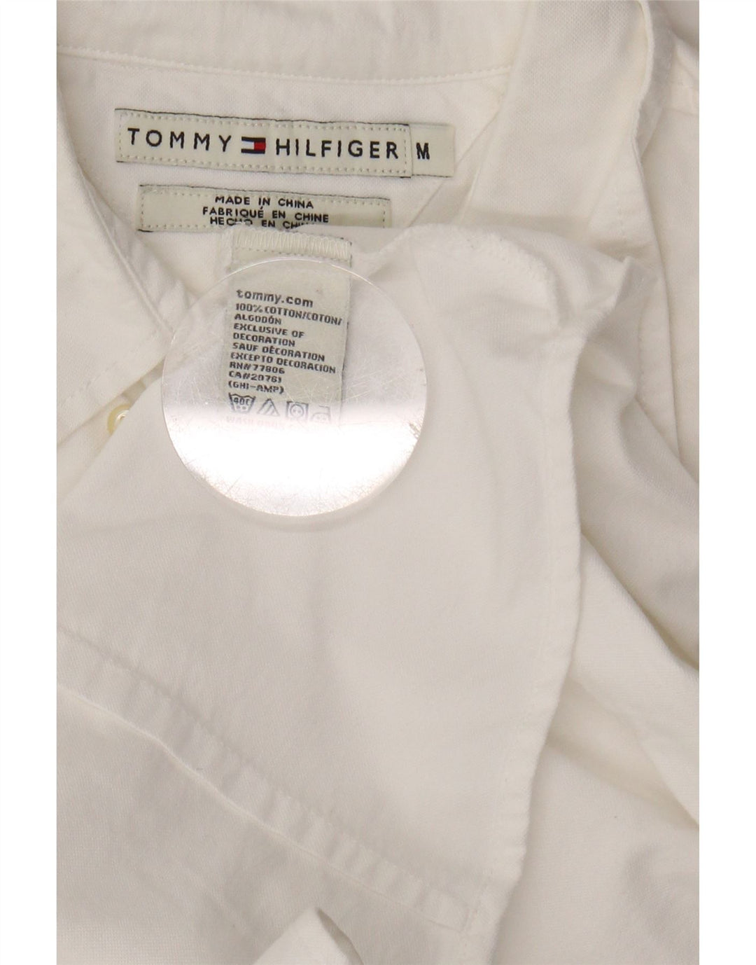 TOMMY HILFIGER Womens Shirt UK 14 Medium White Cotton Vintage Tommy Hilfiger and Second-Hand Tommy Hilfiger from Messina Hembry 