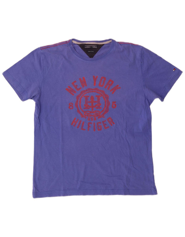 Tommy Hilfiger Mens Graphic T-Shirt Top Large Blue Cotton