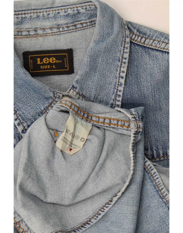 Lee Womens Denim Shirt UK 16 Large Blue Cotton