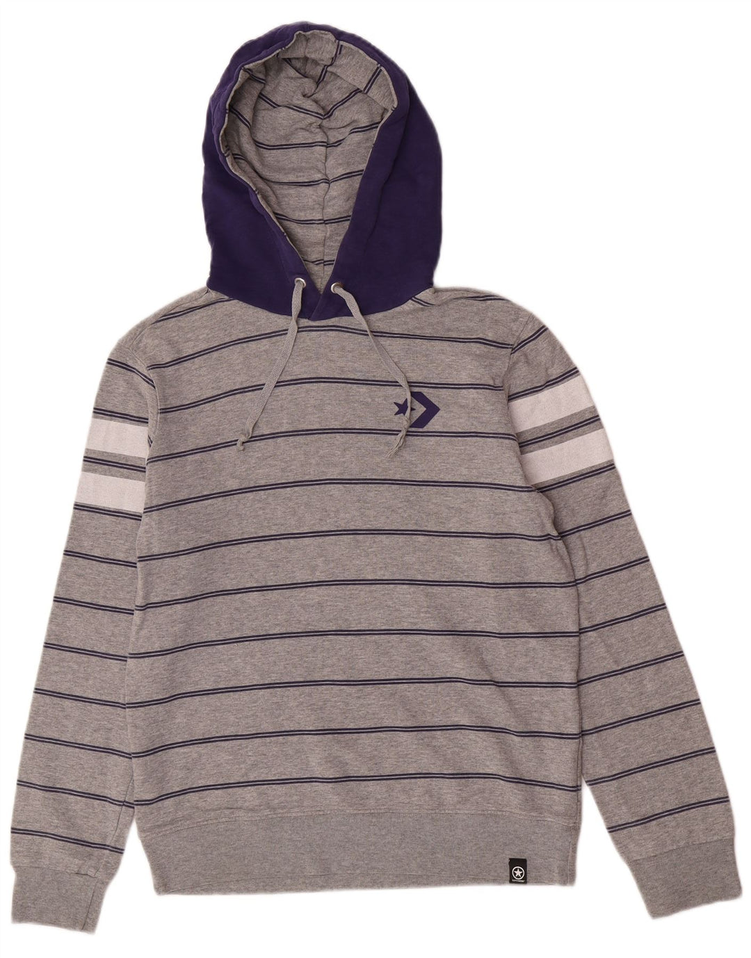 Converse Mens Hoodie Jumper Medium Grey Colourblock Cotton