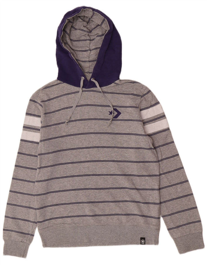 Converse Mens Hoodie Jumper Medium Grey Colourblock Cotton