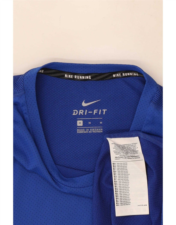 Nike Mens Dri Fit Top Long Sleeve Medium Blue Polyester