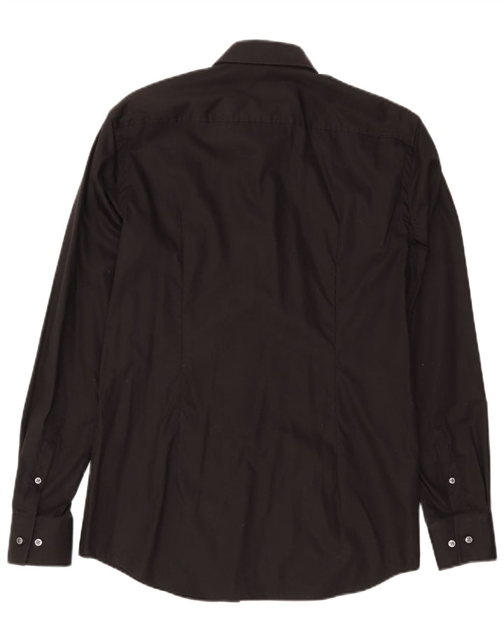 Hugo Boss Mens Slim Fit Shirt Size 39 Medium Black Cotton
