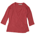 Zara Womens 3/4 Sleeve Wrap Blouse Top UK 12 Medium Pink Viscose