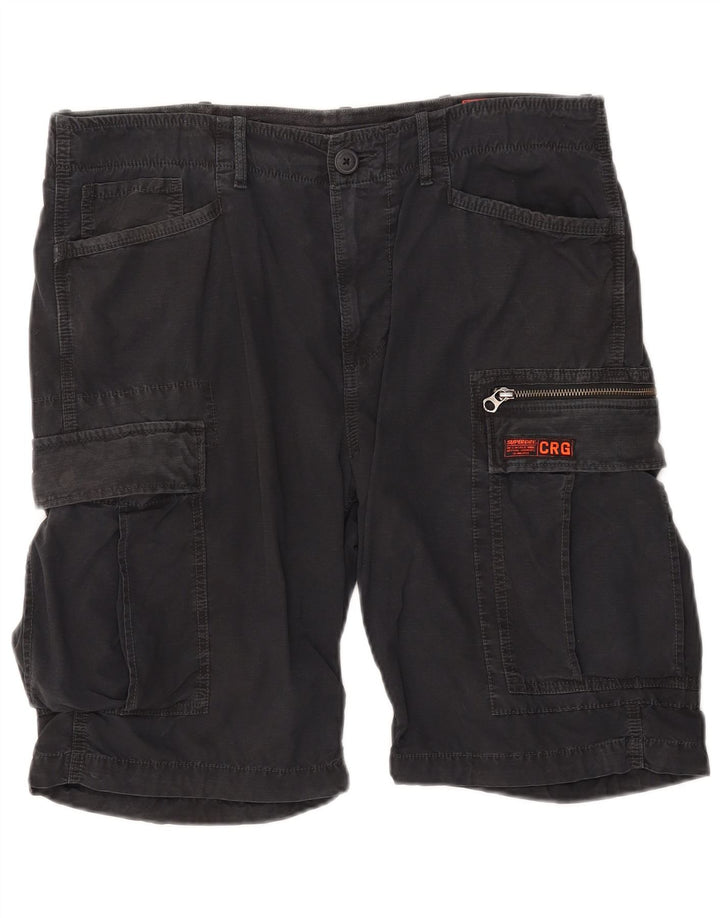Superdry Mens Cargo Shorts W34 Large Black Cotton
