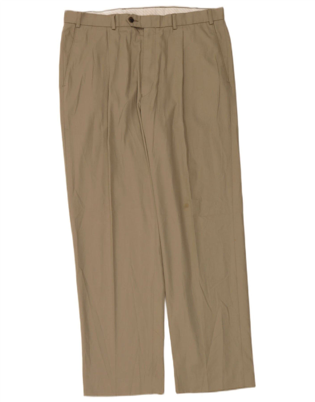 Marks & Spencer Mens Pegged Suit Trousers W36 L31 Beige Polyester