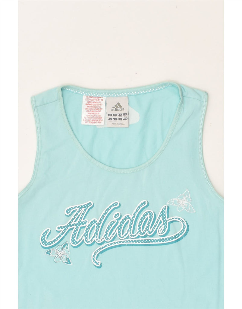 ADIDAS Girls Graphic Vest Top 13-14 Years Turquoise | Vintage Adidas | Thrift | Second-Hand Adidas | Used Clothing | Messina Hembry 