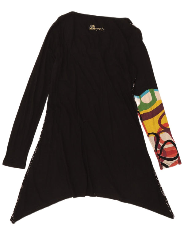 Desigual Womens Graphic Asymmetric Tunic Dress UK 14 Large Black Floral