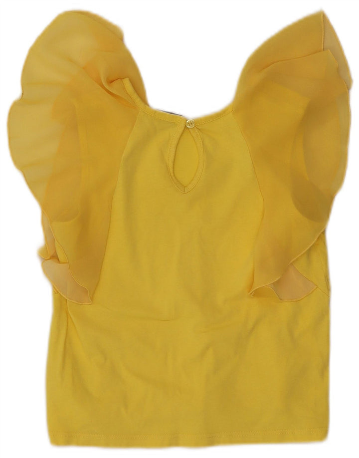 Pinko Womens Crop Blouse Top UK 8 Small Yellow Polyester