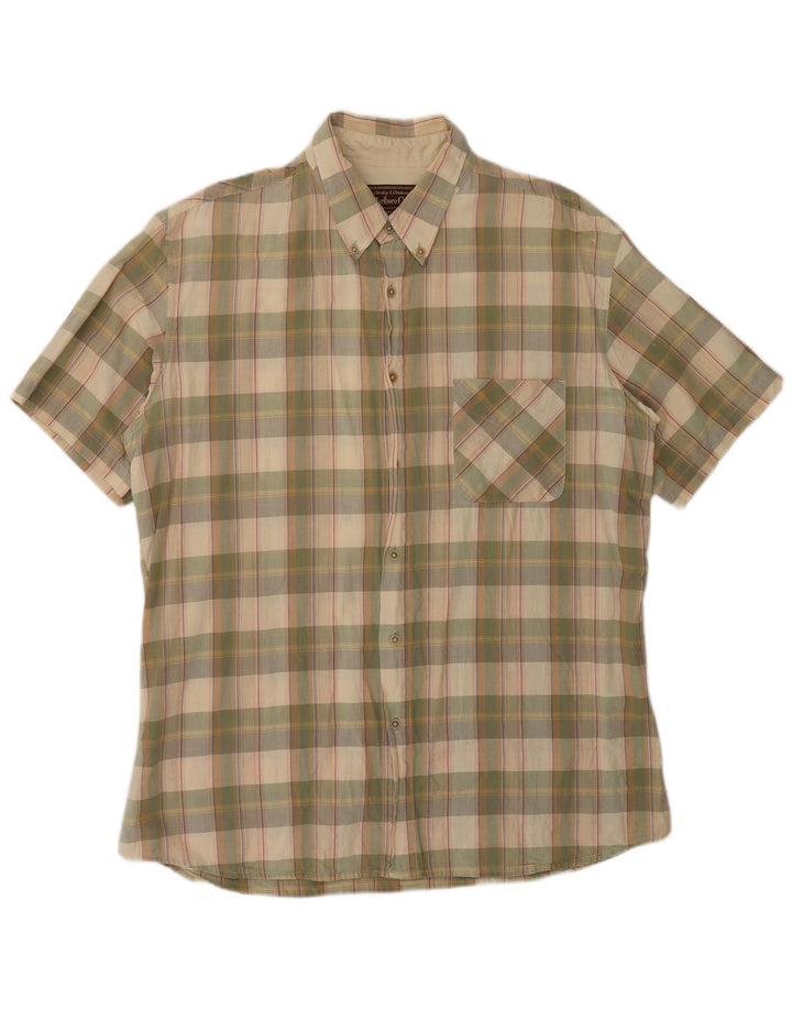 Marlboro Classics Mens Short Sleeve Shirt 2XL Green Check Cotton