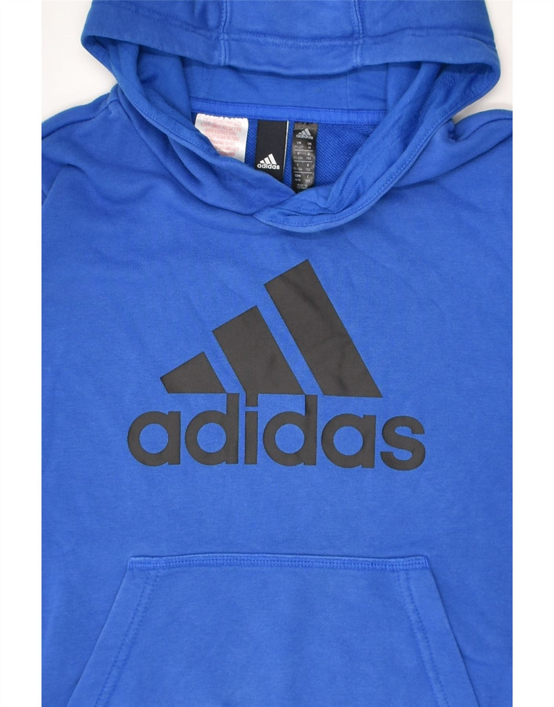 ADIDAS Boys Graphic Hoodie Jumper 11-12 Years Medium  Blue Cotton | Vintage Adidas | Thrift | Second-Hand Adidas | Used Clothing | Messina Hembry 