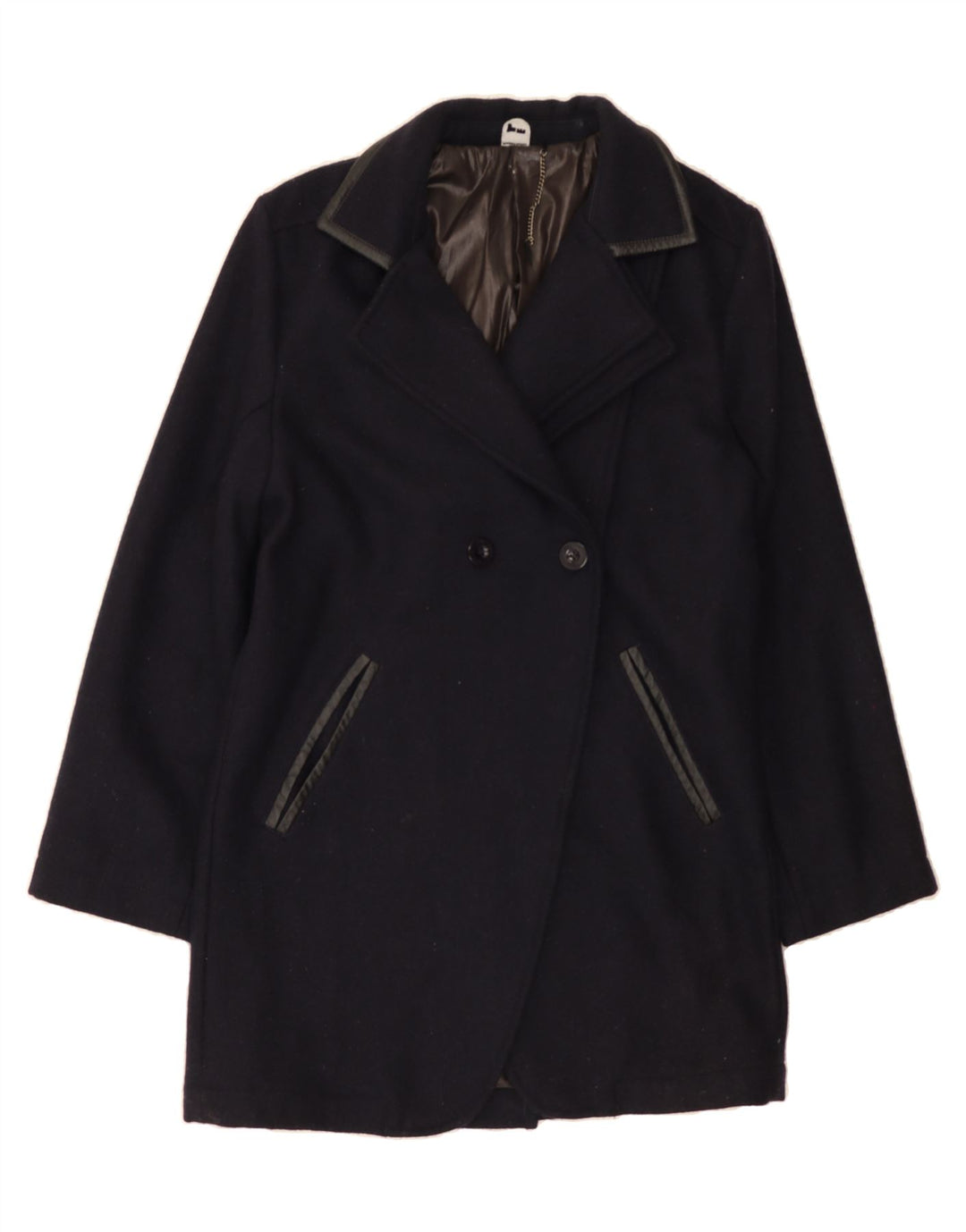 VINTAGE Womens Double Breasted Coat UK 16 Large Navy Blue Wool Vintage Vintage and Second-Hand Vintage from Messina Hembry 
