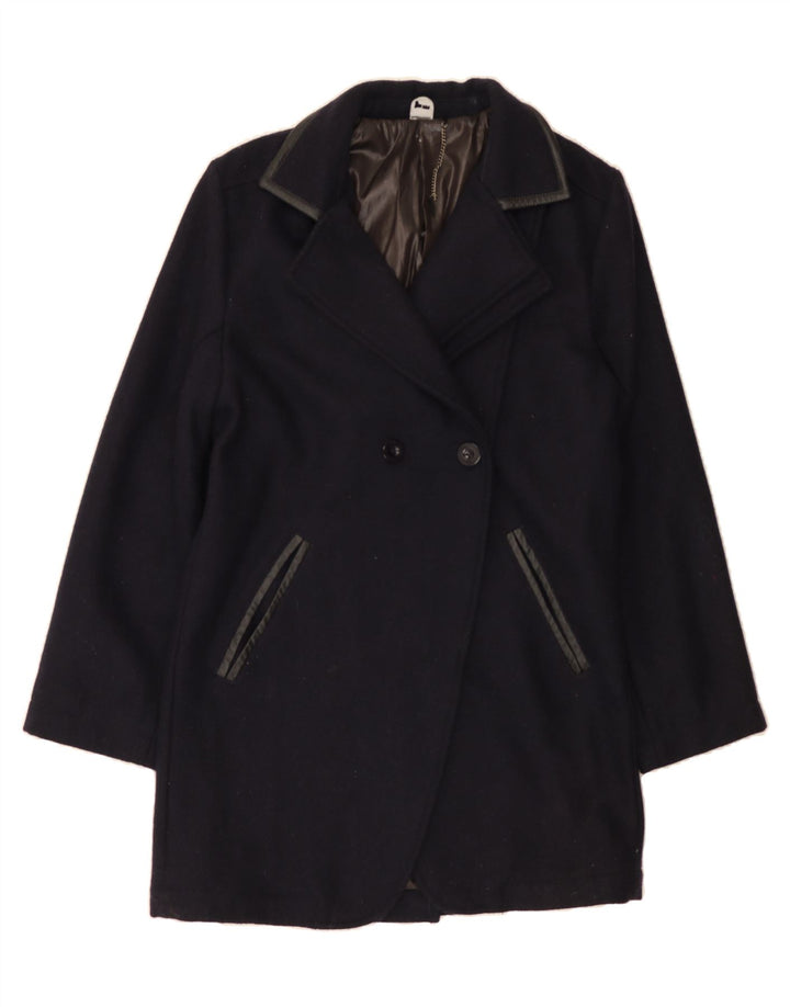 VINTAGE Womens Double Breasted Coat UK 16 Large Navy Blue Wool Vintage Vintage and Second-Hand Vintage from Messina Hembry 