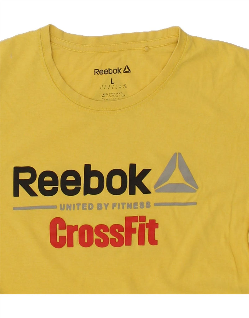 REEBOK Mens Graphic T-Shirt Top Large Yellow | Vintage Reebok | Thrift | Second-Hand Reebok | Used Clothing | Messina Hembry 