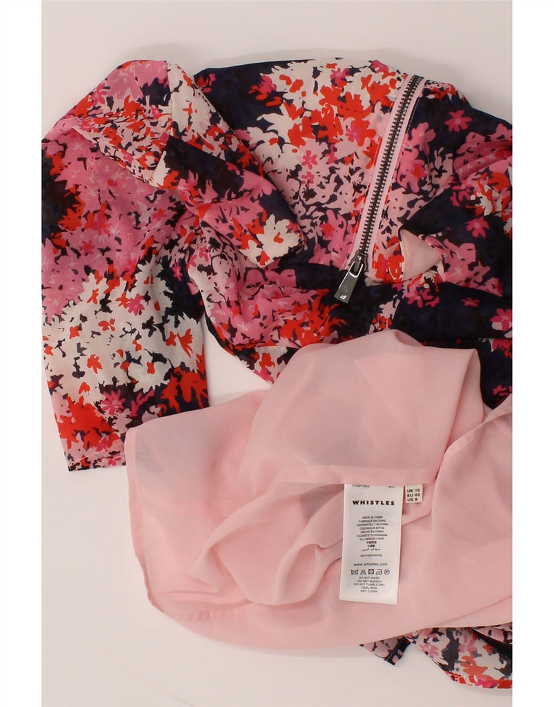 WHISTLES Womens Bodycon Dress UK 12 Medium Pink Floral Silk Vintage Whistles and Second-Hand Whistles from Messina Hembry 