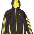 ADIDAS Boys Hooded Windbreaker Jacket 11-12 Years Black Colourblock