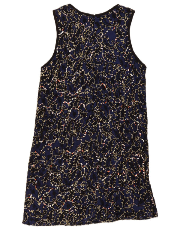 Zara Womens Trafaluc Sleeveless Shift Dress UK 12 Medium Navy Blue Paisley
