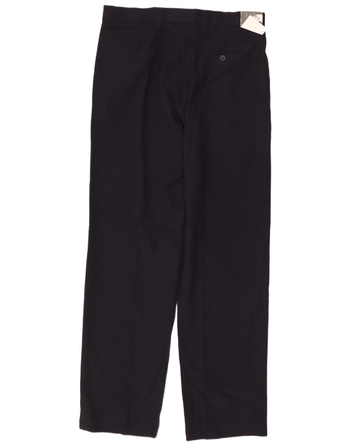 MARKS & SPENCER Mens Regular Fit Suit Trousers W32 L33 Navy Blue Polyester