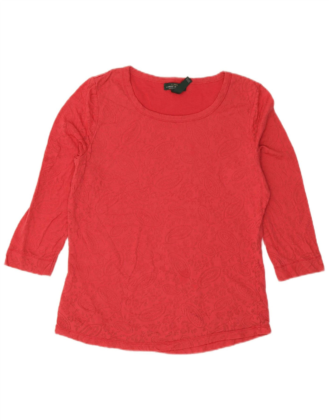 RALPH LAUREN Womens Top 3/4 Sleeve UK 12 Medium Red Paisley Polyester