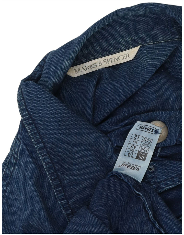 Marks & Spencer Womens Denim Jacket UK 14 Medium Blue Cotton