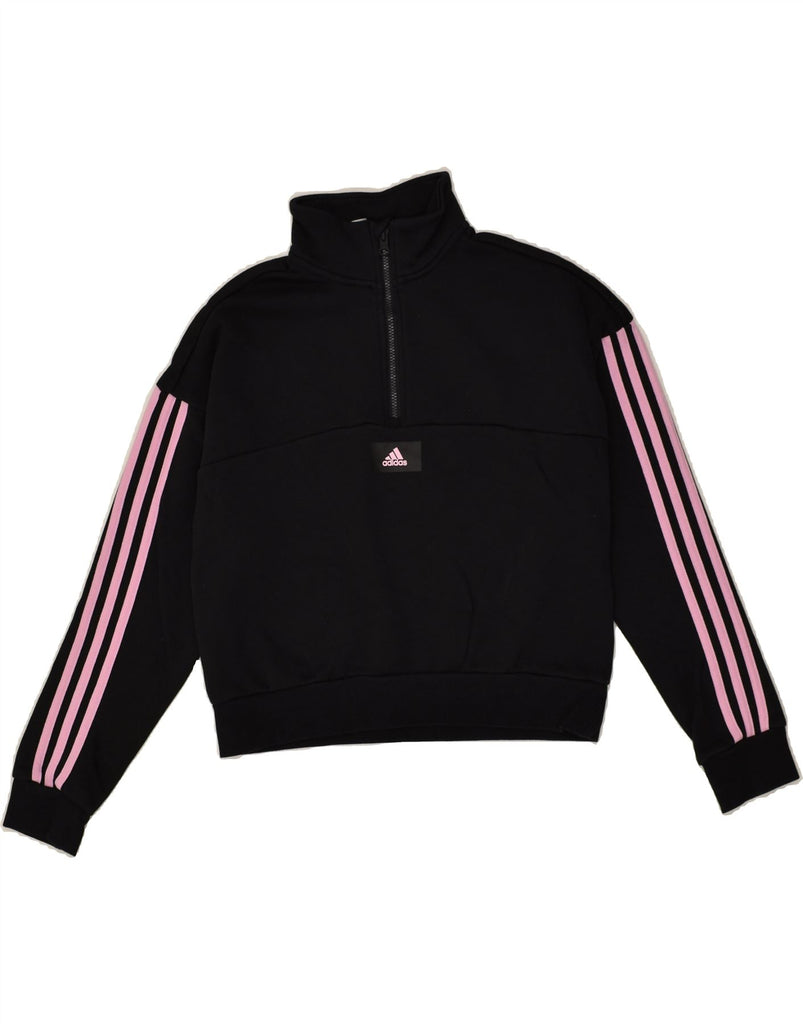 ADIDAS Girls Sweatshirt Jumper 13-14 Years Black Cotton | Vintage Adidas | Thrift | Second-Hand Adidas | Used Clothing | Messina Hembry 