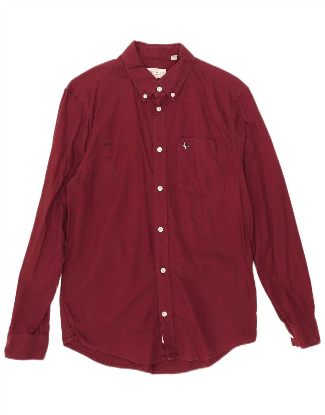 Jack Wills Mens Slim Fit Shirt Small Burgundy Cotton