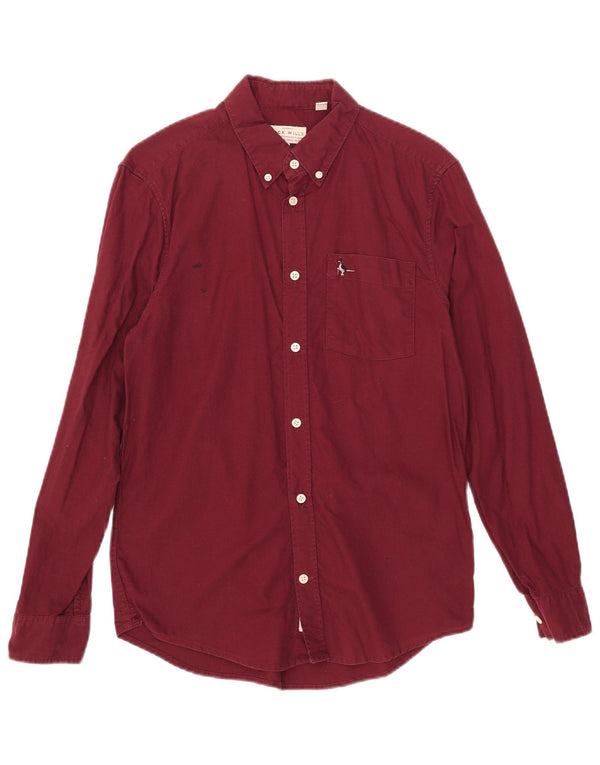 Jack Wills Mens Slim Fit Shirt Small Burgundy Cotton