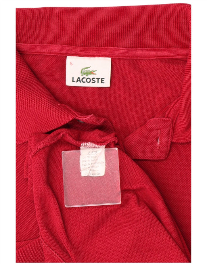 LACOSTE Mens Polo Shirt Size 5 Large Red Cotton Classic