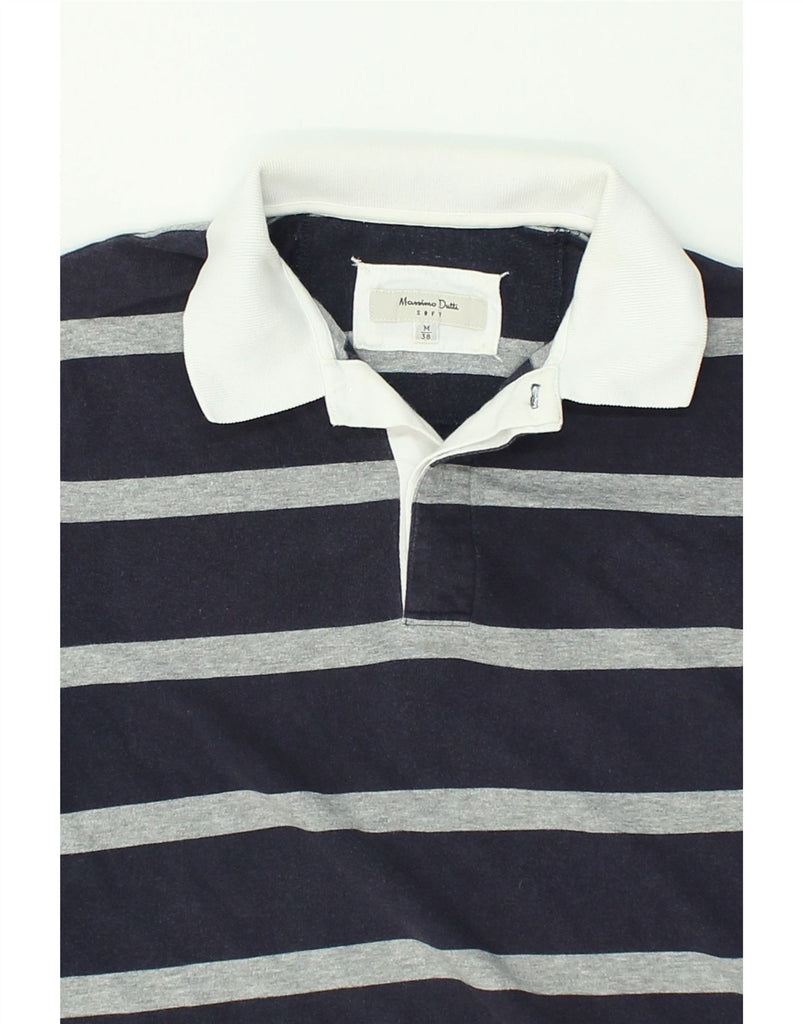 MASSIMO DUTTI Mens Polo Shirt Medium Navy Blue Striped Cotton | Vintage Massimo Dutti | Thrift | Second-Hand Massimo Dutti | Used Clothing | Messina Hembry 