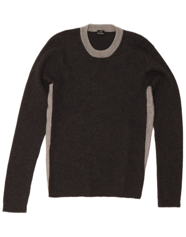 Paul Smith Womens Crew Neck Jumper Sweater UK 12 Medium Grey Colourblock