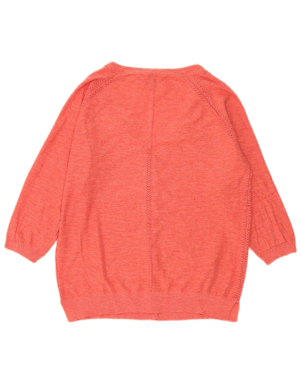 Fat Face Womens 3/4 Sleeve Cardigan Sweater UK 12 Medium Pink Flecked