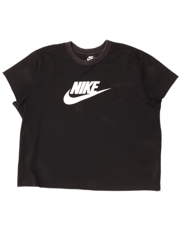 Nike Womens Graphic T-Shirt Top UK 18 XL Black Polyester
