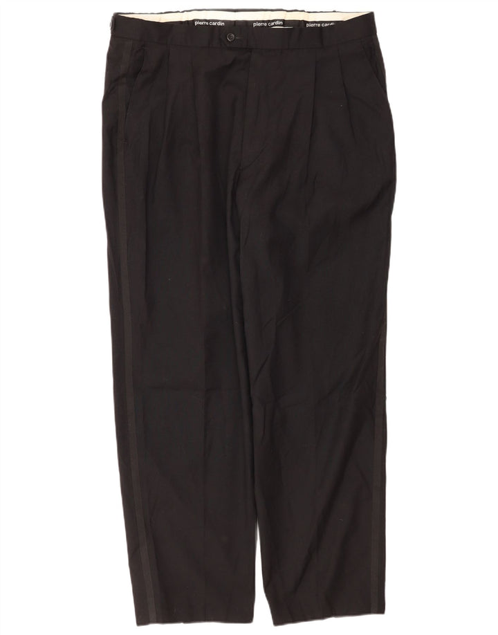 Pierre Cardin Mens Pegged Suit Trousers W38 L29 Black Wool