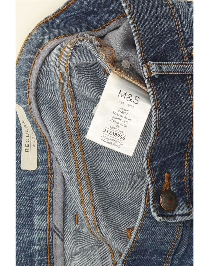 Marks & Spencer Mens Regular Fit Straight Jeans W40 L33 Blue Cotton