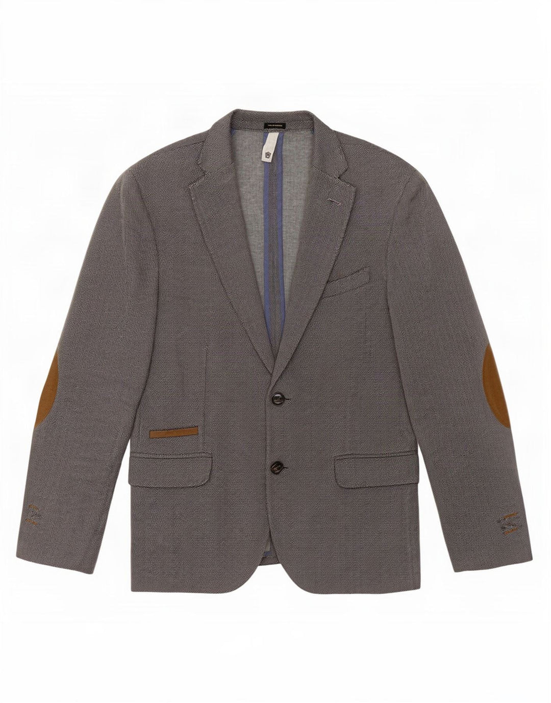 Massimo Dutti Mens 2 Button Blazer Jacket EU 48 Medium Grey Herringbone