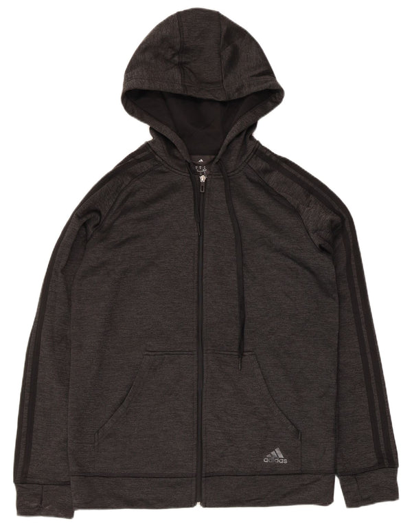 Adidas Womens Climawarm Zip Hoodie Sweater UK 12/14 Medium Grey Polyester