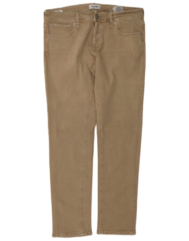 Jack & Jones Mens GLENN Slim Jeans W34 L32 Beige Cotton