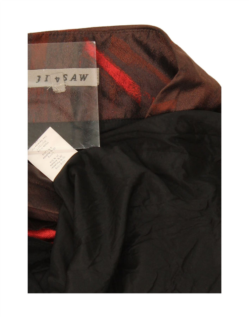 JIGSAW Womens Abstract Pattern Straight Skirt UK 4 XS W28 Maroon Polyester Vintage Jigsaw and Second-Hand Jigsaw from Messina Hembry 