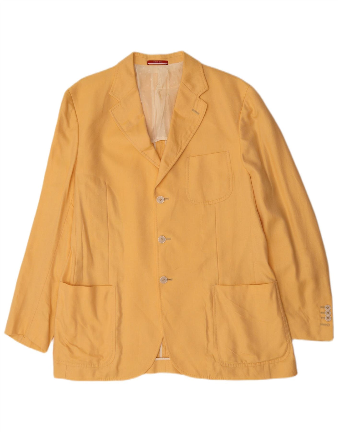 Pal Zileri Mens 3 Button Blazer Jacket IT 54 2XL Yellow Cotton